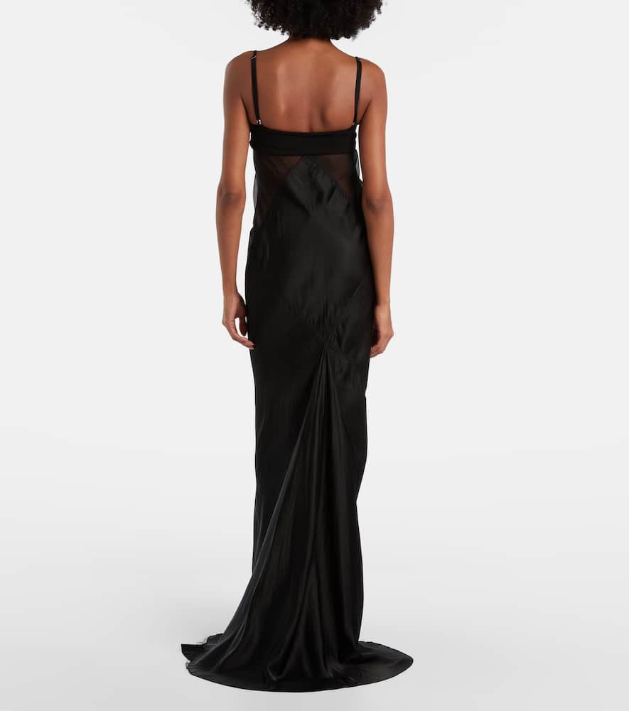 Combo silk-trimmed satin gown