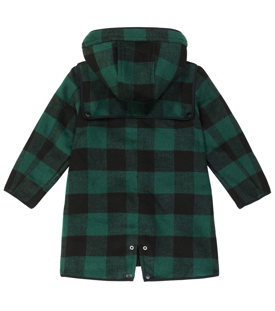 Checked hooded coat