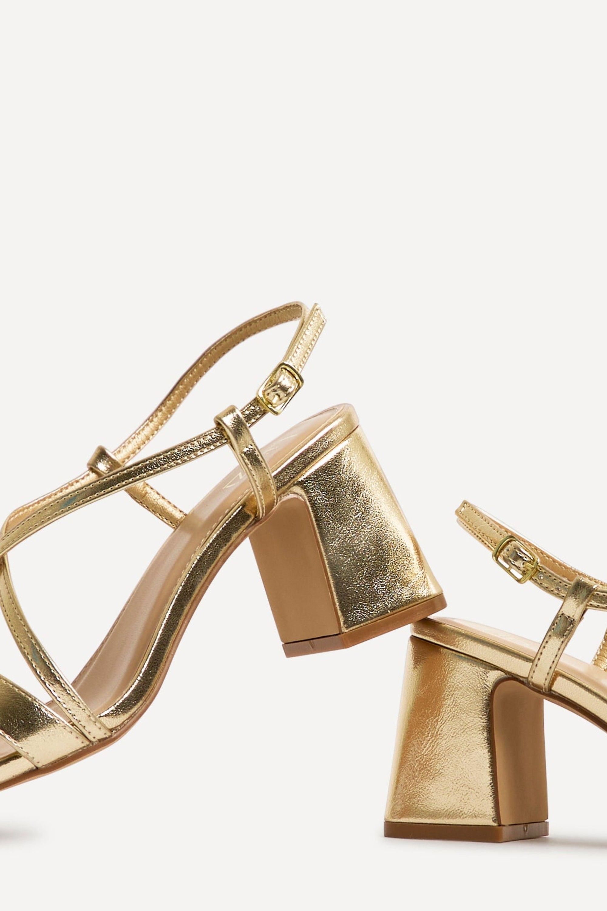 Linzi Remain Wide Fit Gold Heeled Sanda