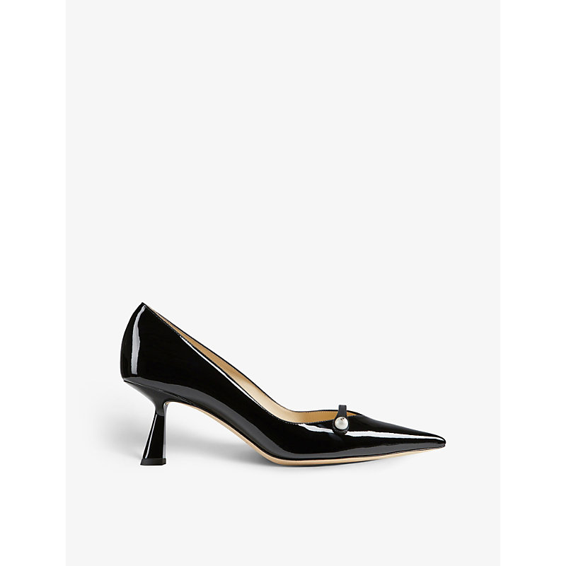 Womens Black/black Rosalia 65 Pearl-embellished Patent-leather Heeled Courts