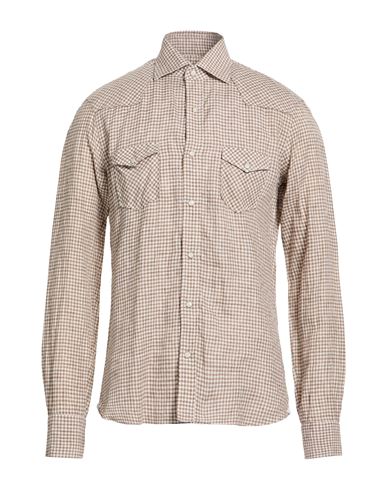 Man Shirt Khaki Size 15 ½ Linen
