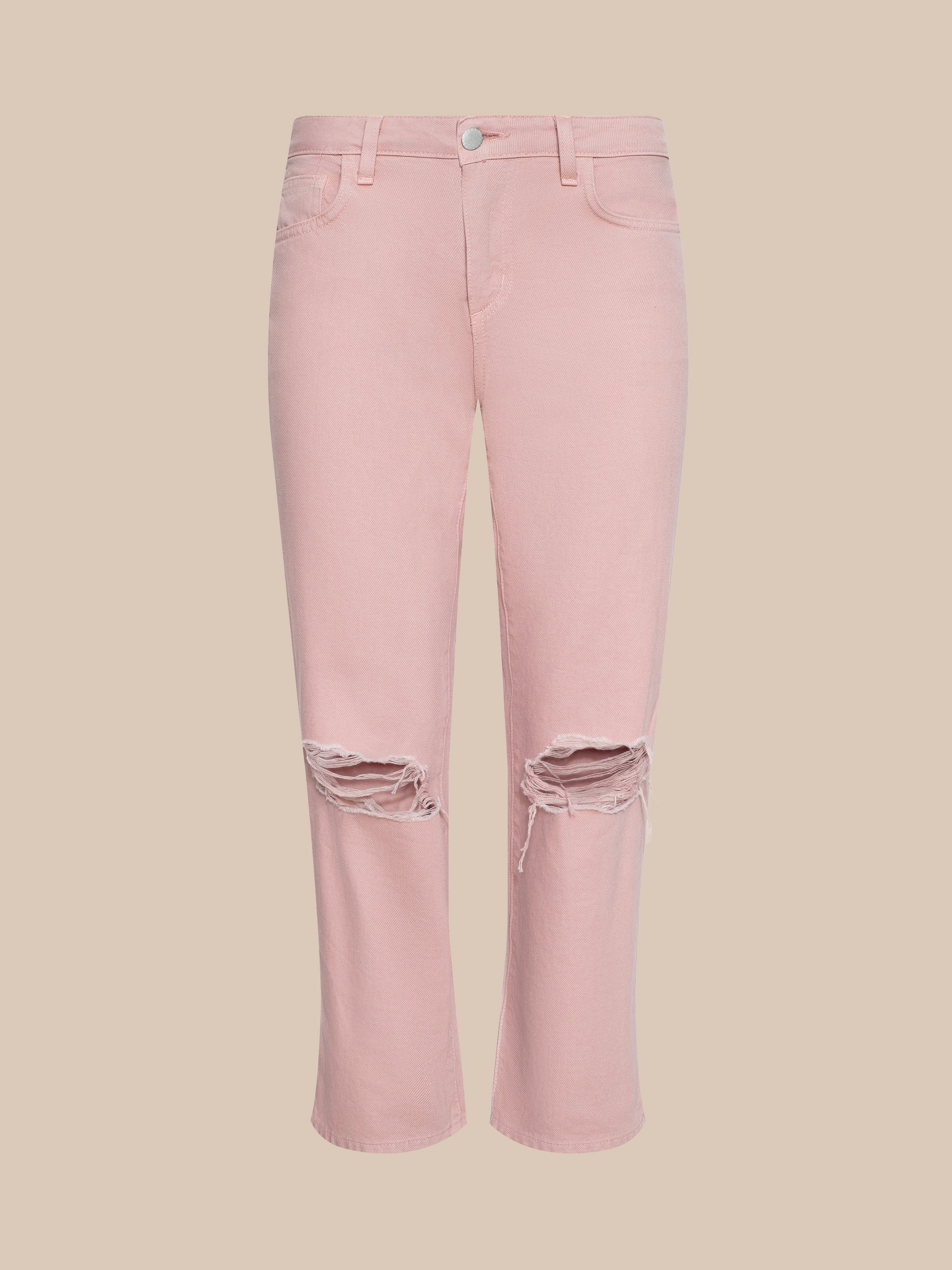 Blaine Cropped Stovepipe Jean In Misty Rose Destruct