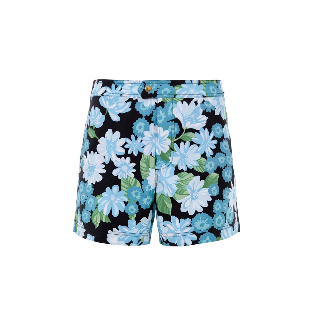Floral Print Shorts — Blue