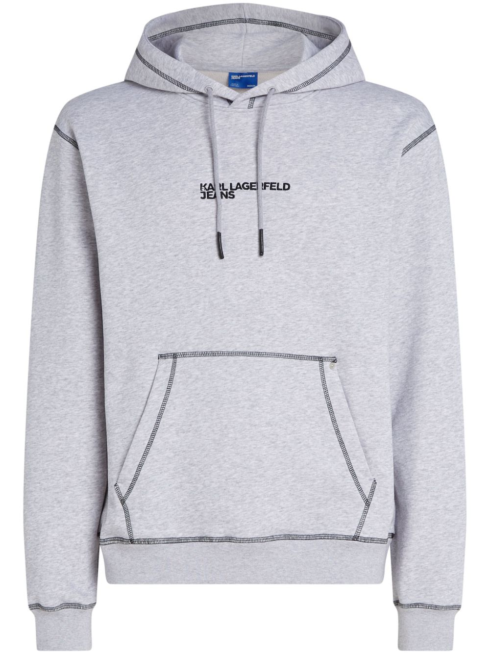 Logo-embroidered jersey hoodie - Grey