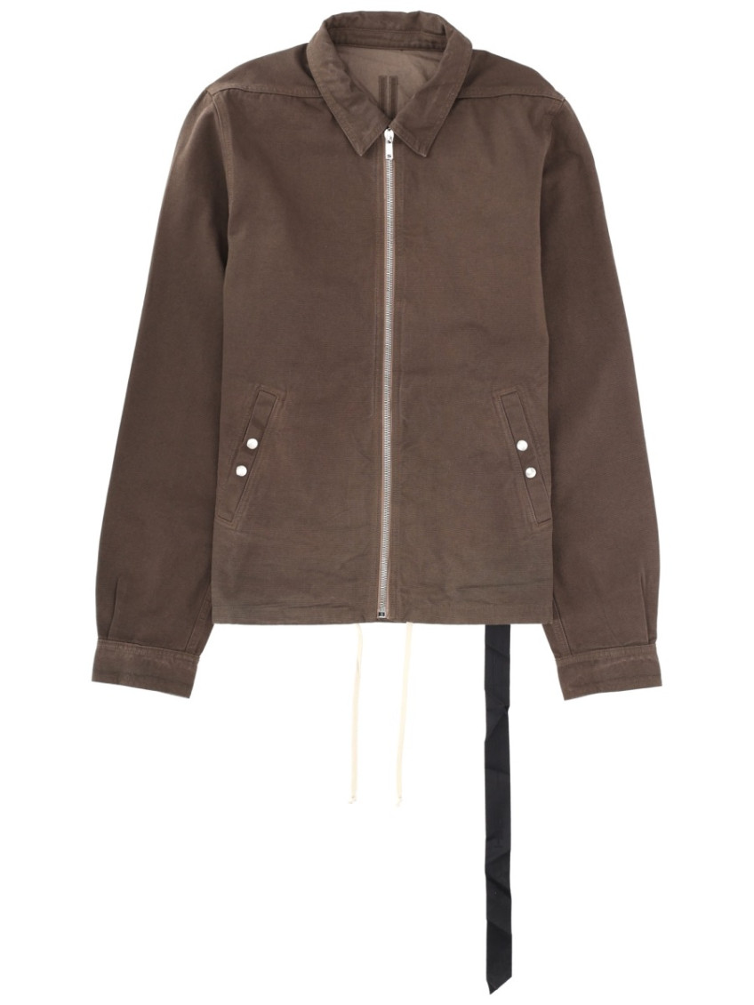 Brown Solid Shirt Collar Jacket