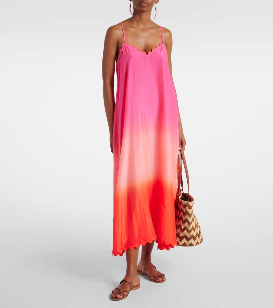 Scalloped silk slip dress