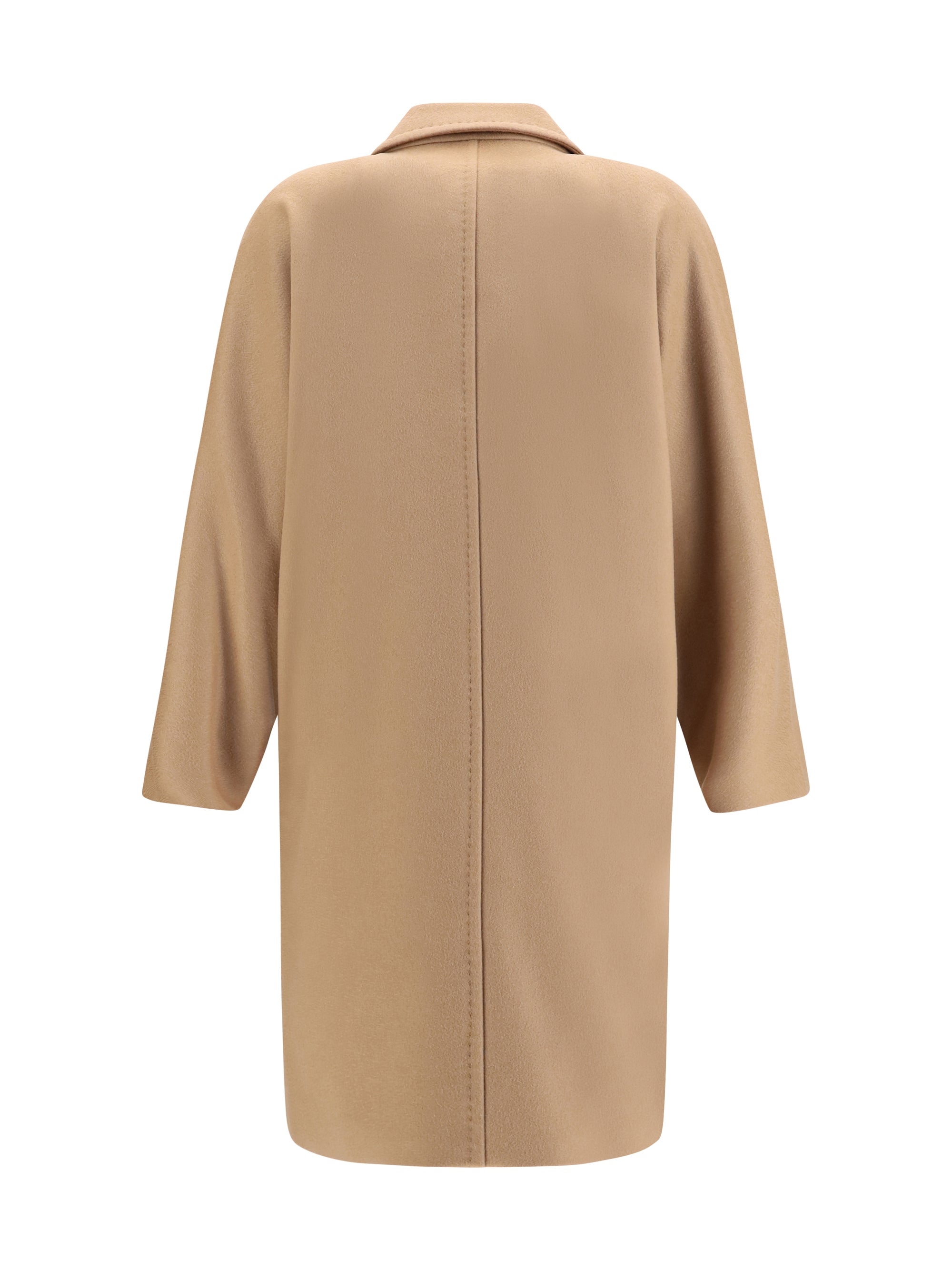 Double-Breasted Wool Drap Coat — Beige