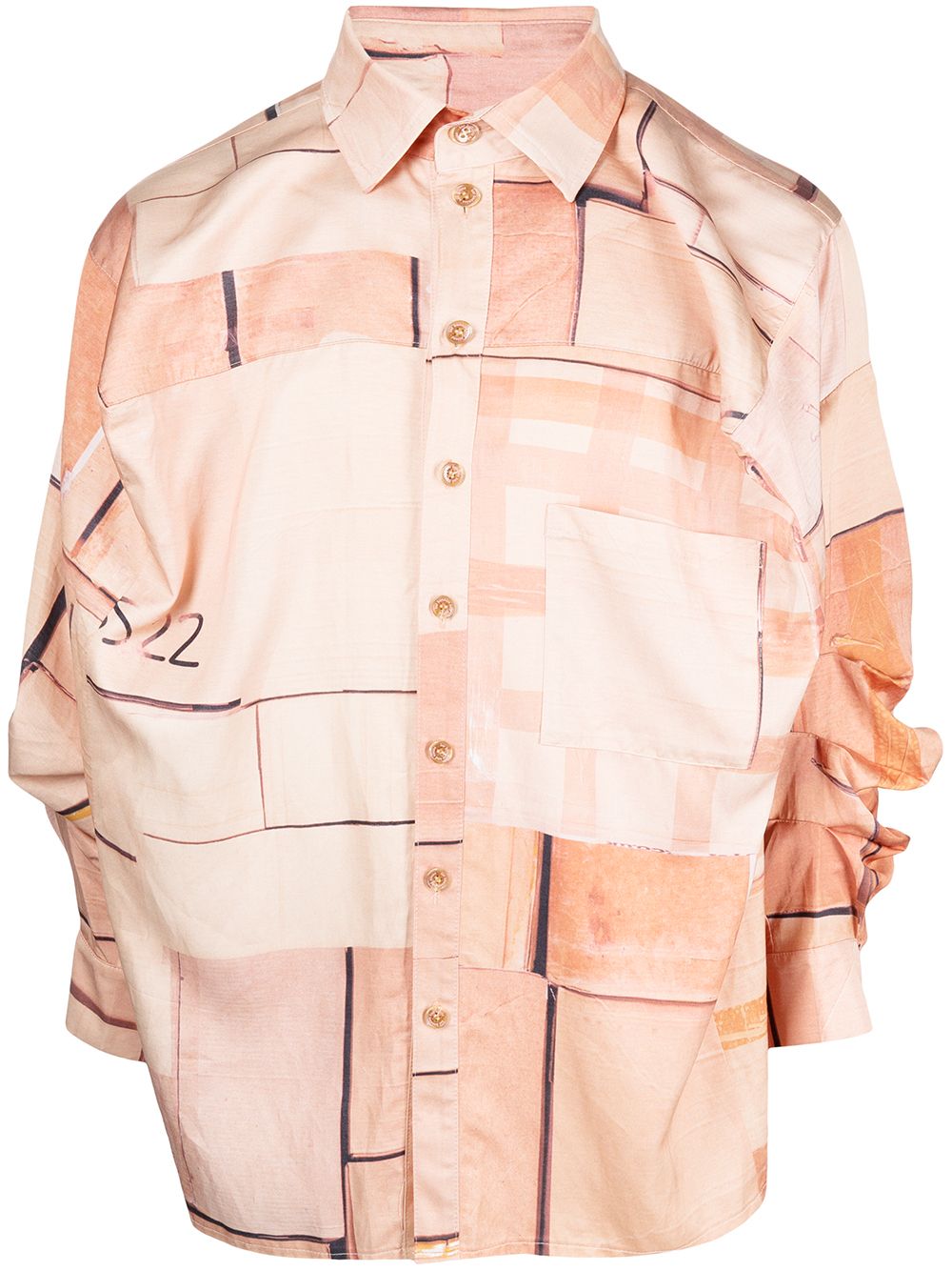 Graphic-print box shirt - Brown