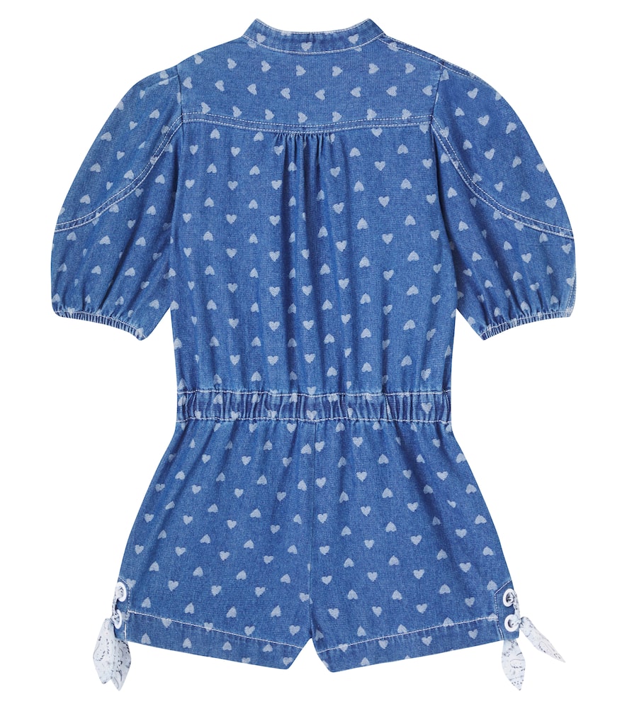 Printed denim playsuit