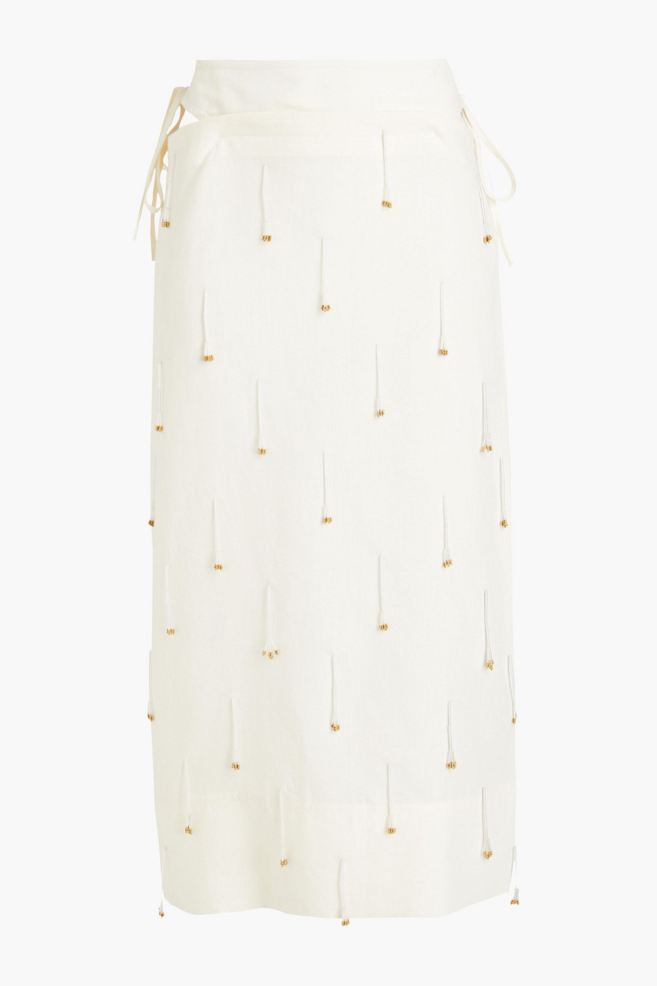 La Jupe Blé cutout embellished linen-canvas midi skirt - White - FR 40