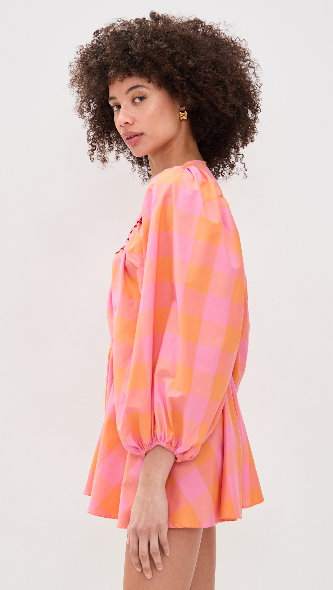 Alicia Romper Big Gingham Orange And Pink L