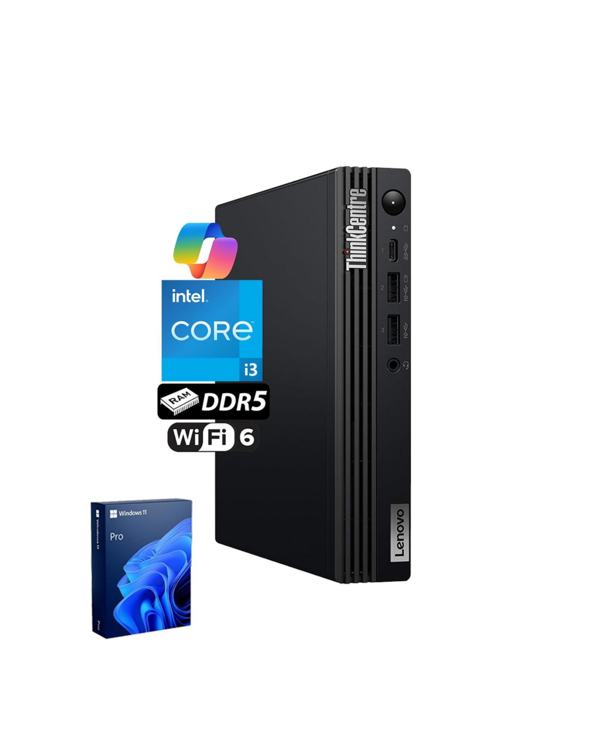 ThinkCentre M70q Mff Desktop Intel Core i3 32GB Ram Intel Uhd Graphics 1TB Ssd Storage Windows 11 Pro - Black