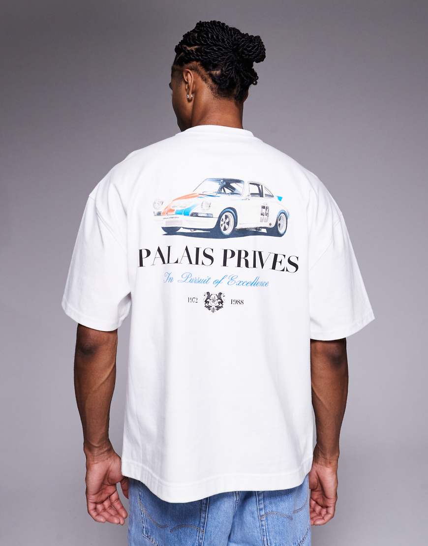 'palais prives' car print t-shirt in white