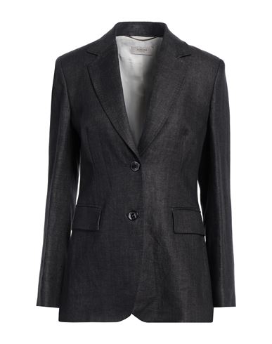 Agnona Woman Blazer Midnight blue Size 10 Linen