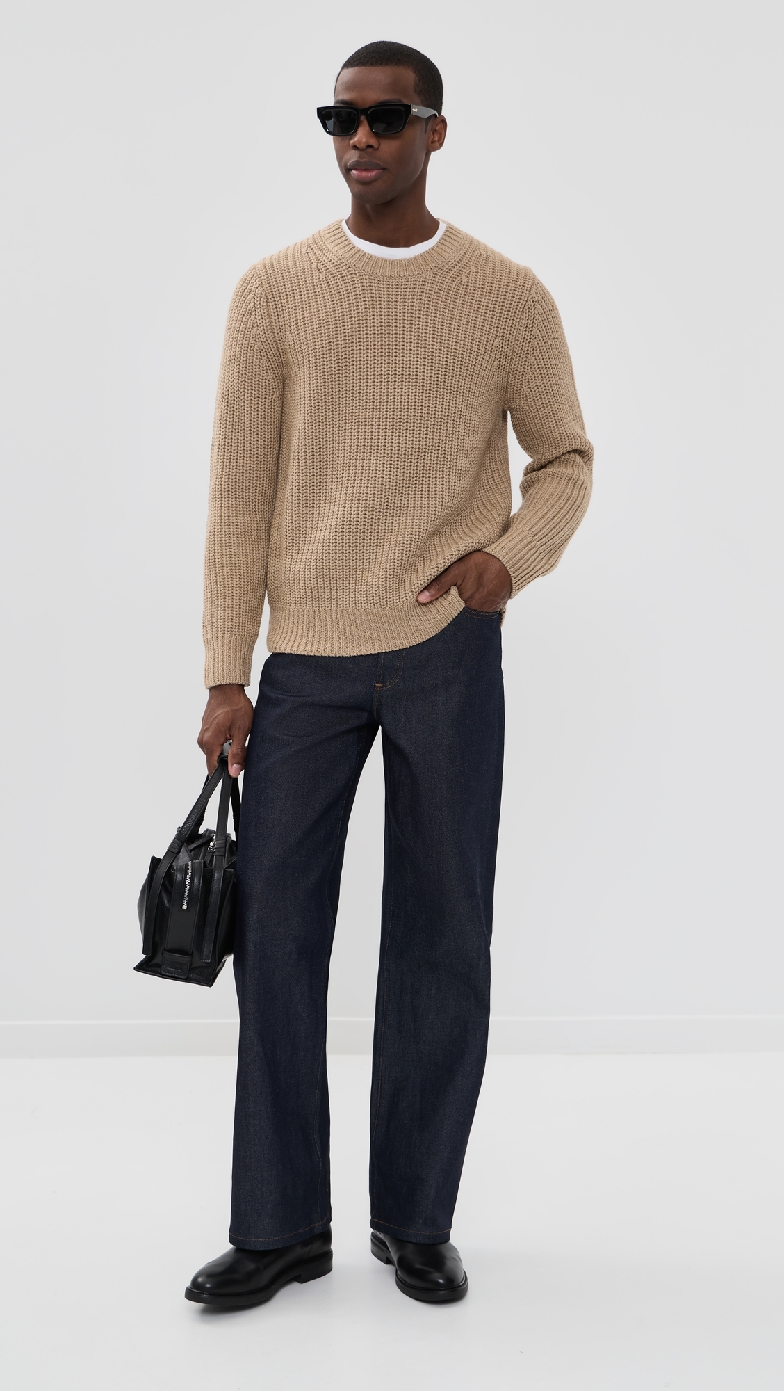 Utility Shaker Crew Neck Sweater H River Sand