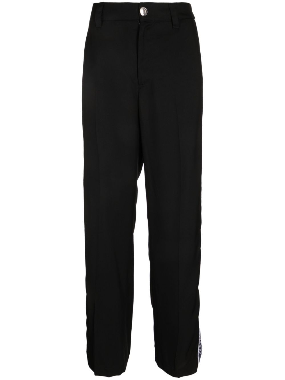 Logo-stripe gabardine trousers - Black