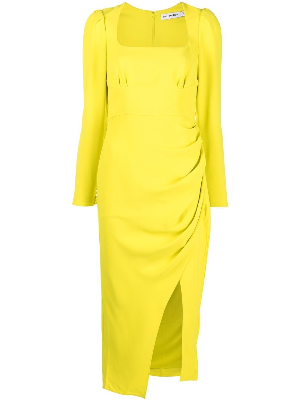 Ruched-detail midi dress - Green