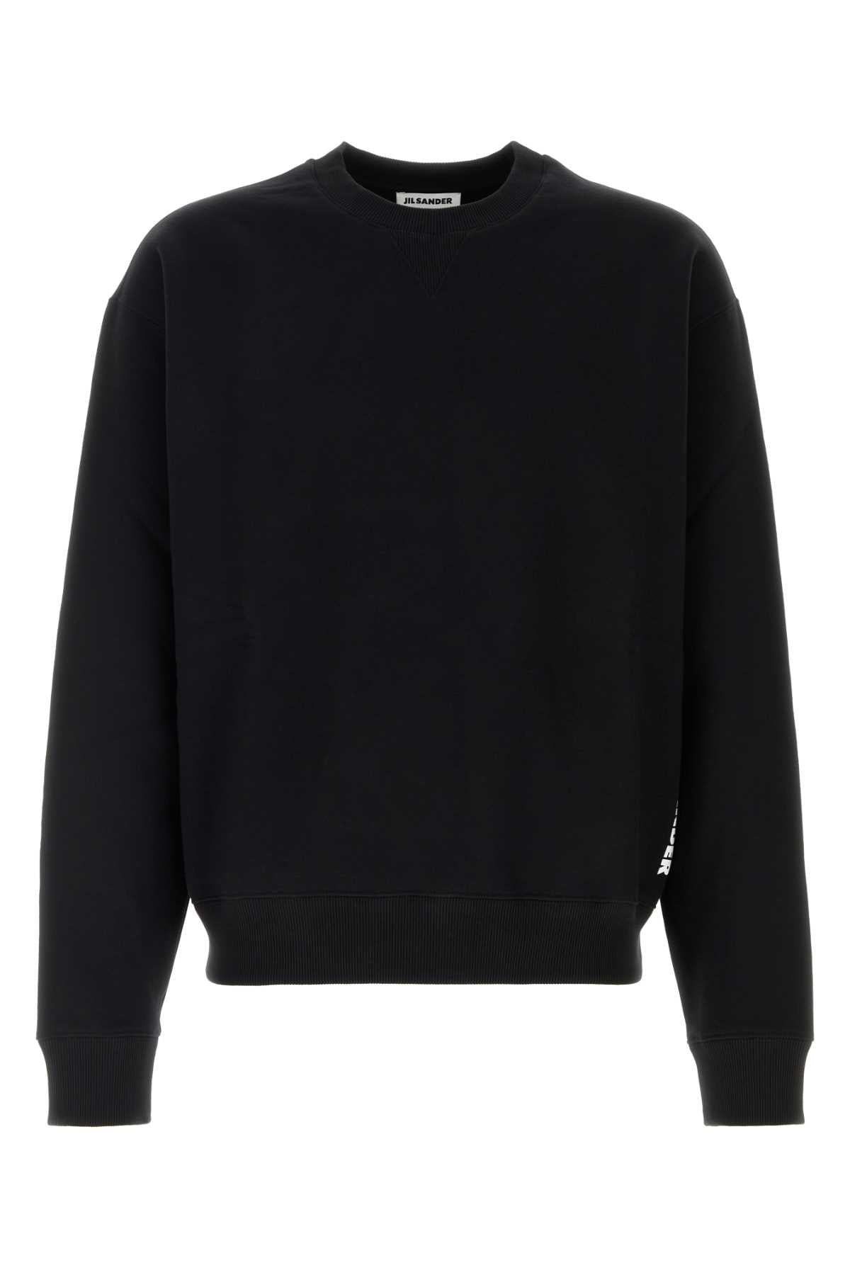 Cotton Crew-Neck Sweatshirt — Black