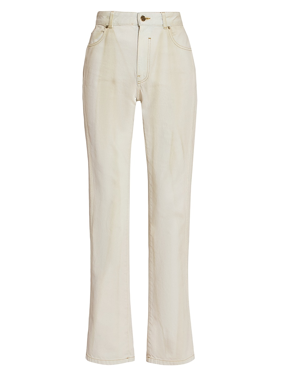 Women's Two-Tone Faded Wash High-Rise Straight-Leg Jeans - Bleu Jean Beige