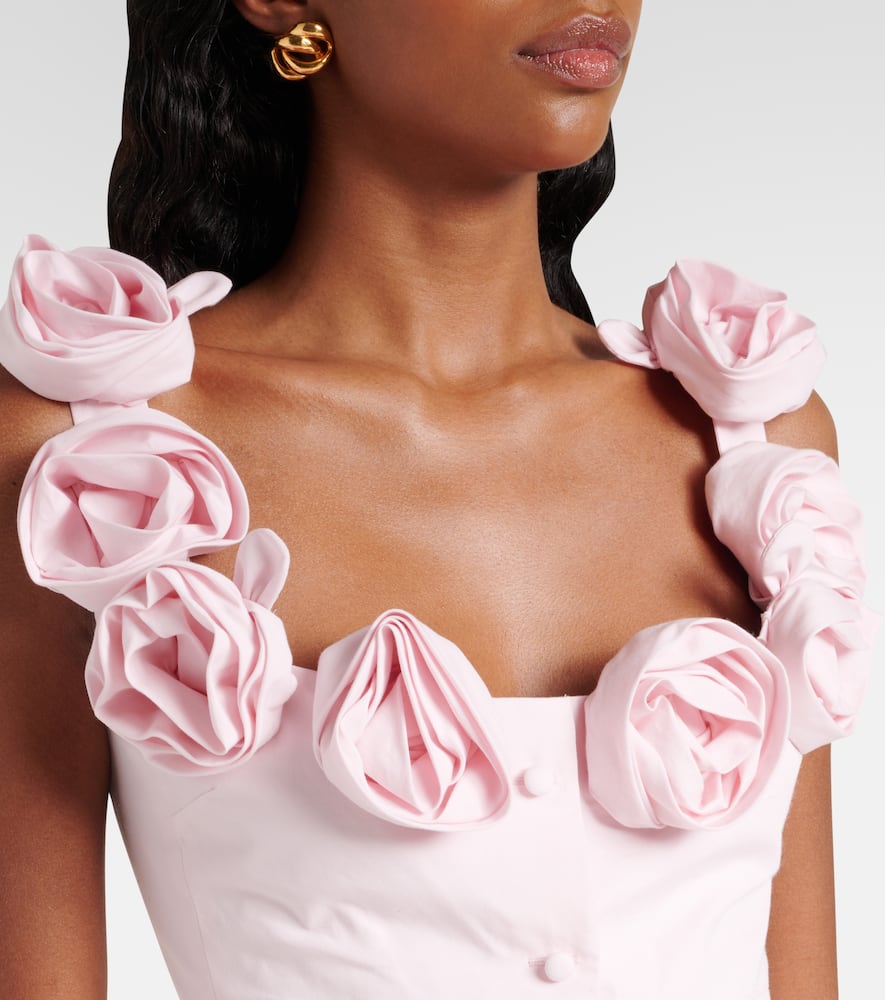 Floral-appliqué cotton minidress