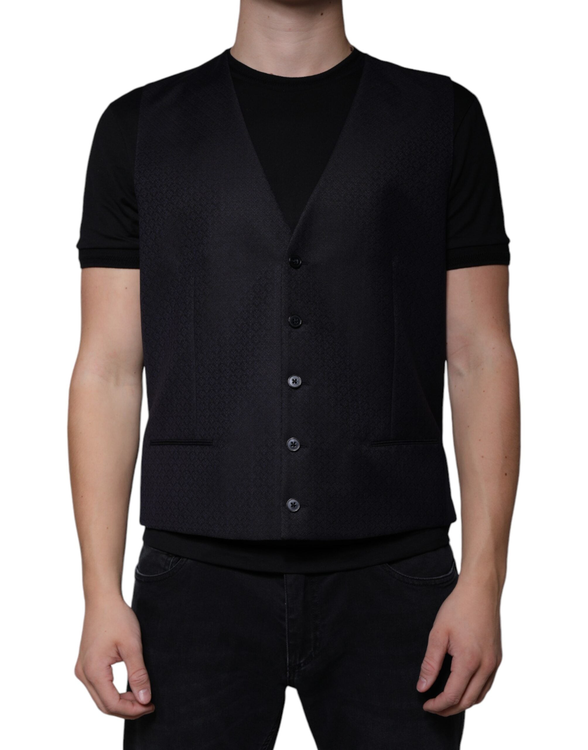 Wool-Mohair Formal Vest — Black