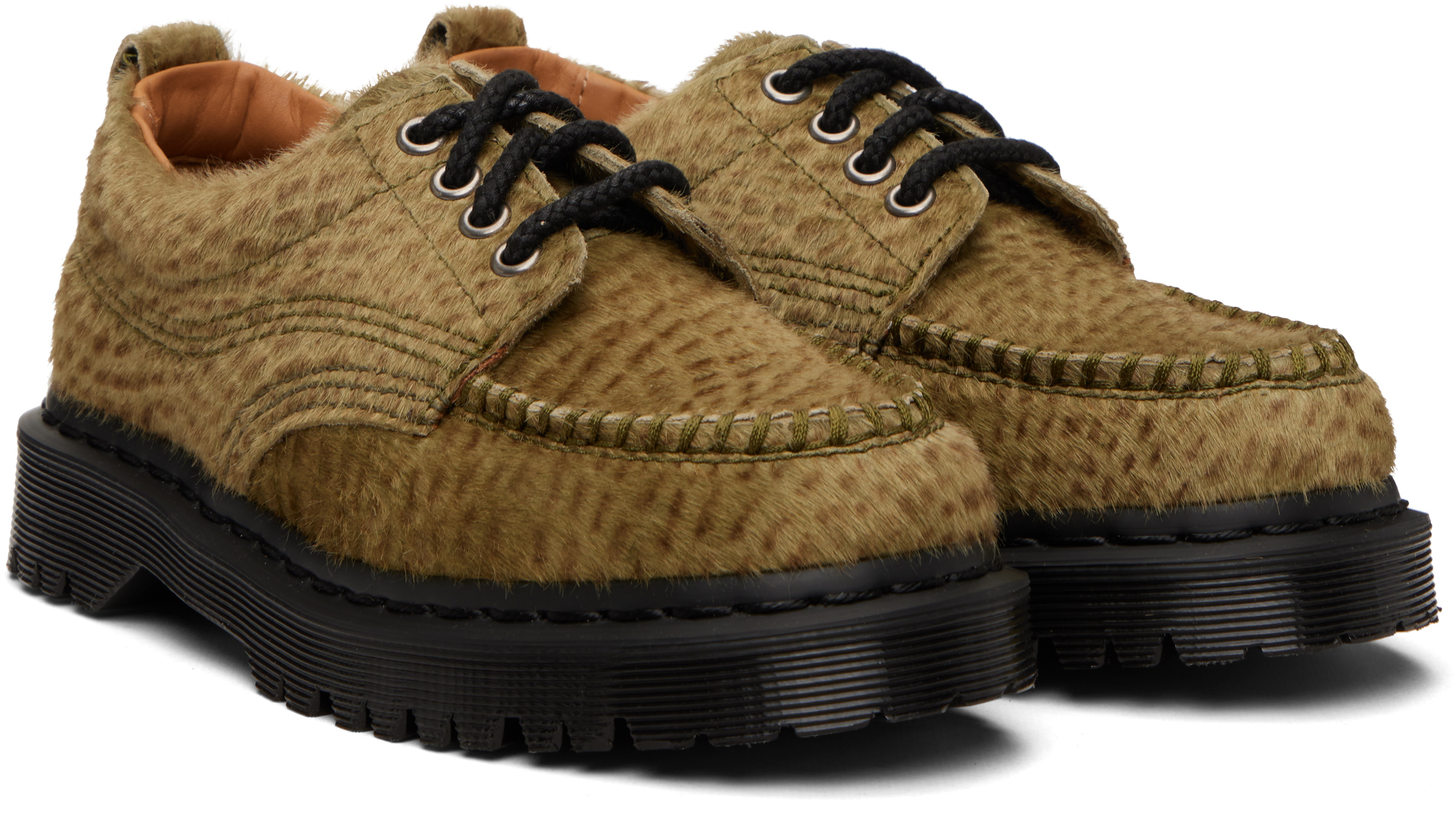 Green Lowell Hair On Leather Moc Toe Derbys