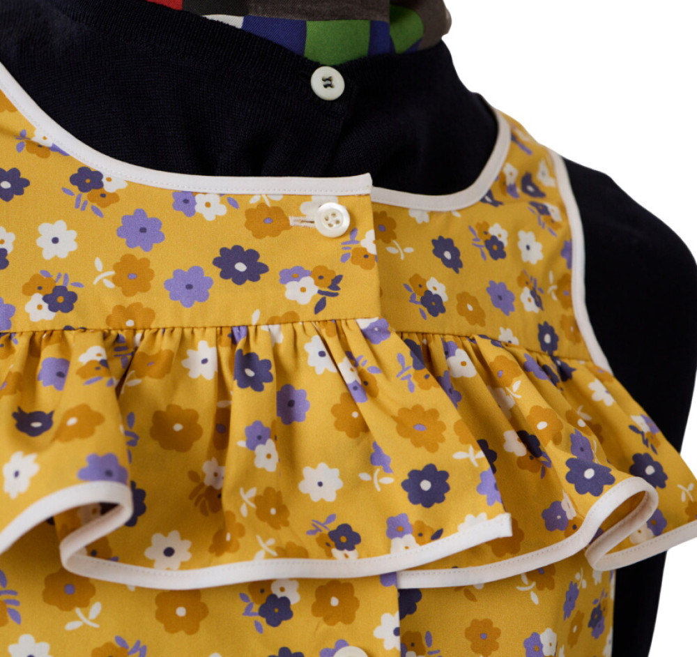 Yellow Floral Round Neck Top