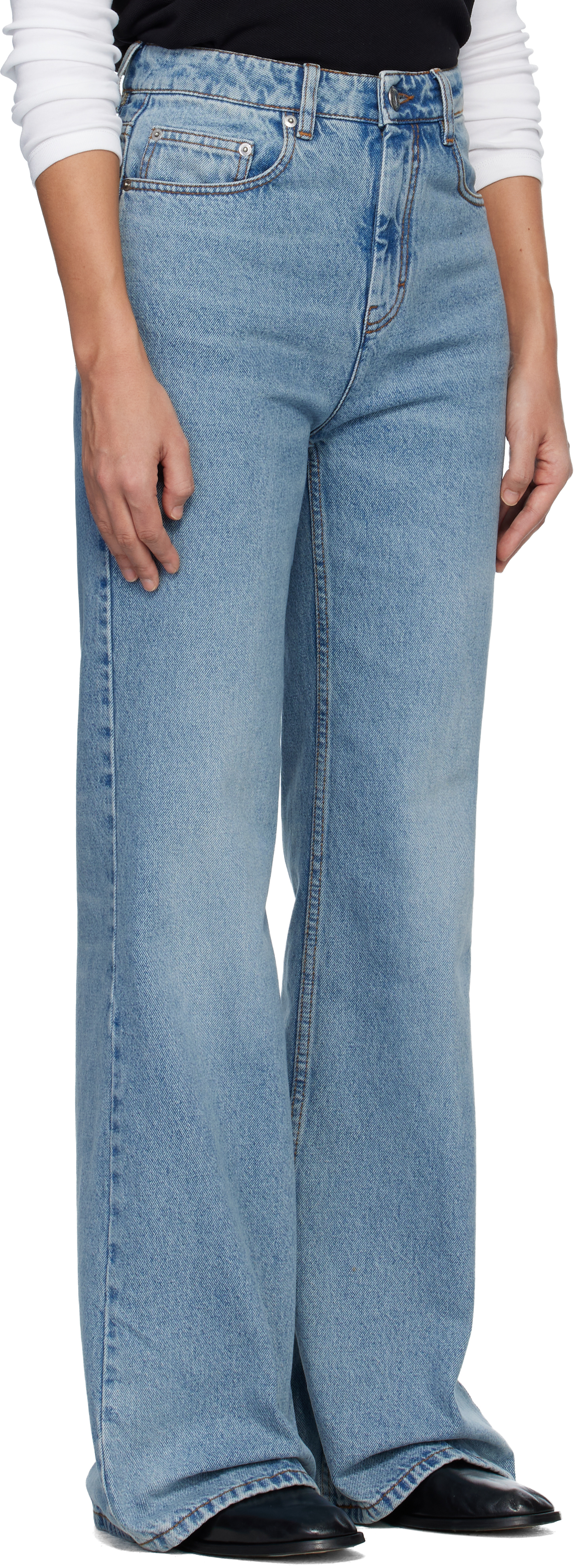 Blue Cotton Flare Fit Jeans