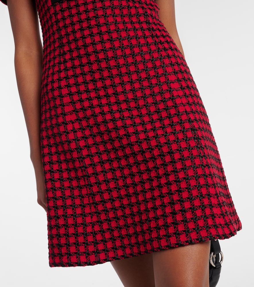 Checked wool-blend tweed mini dress