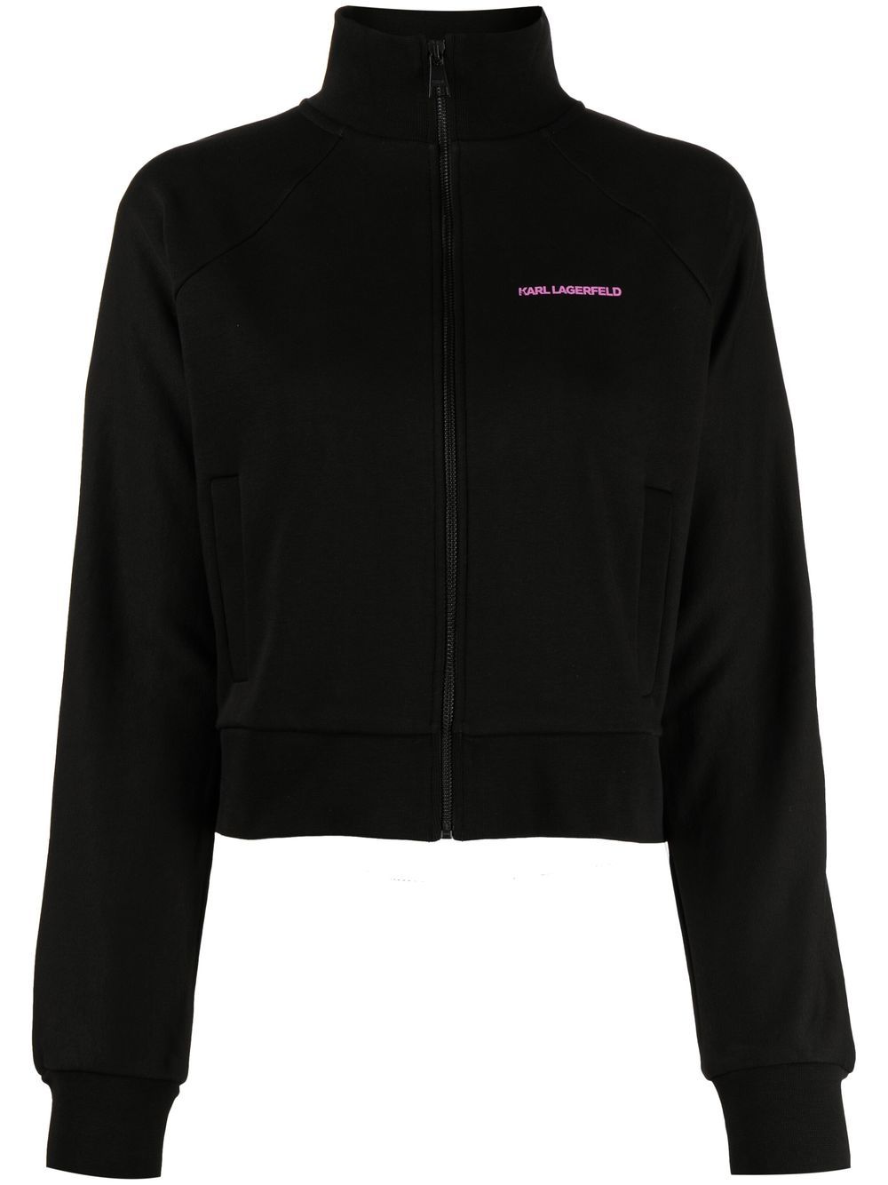 Logo-print zip-up jumper - Black