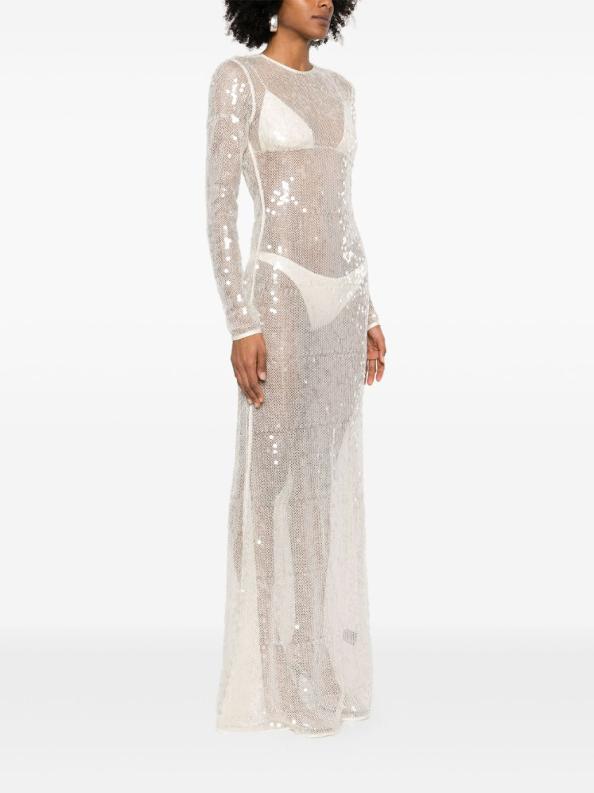 Long Sleeved Sequin Gown