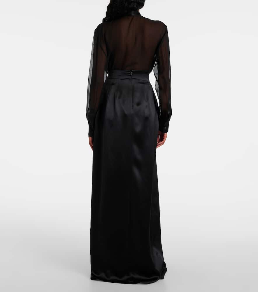 Silk satin maxi skirt