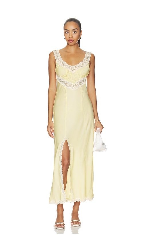 SPELL Vina Lace Slip Dress in Yellow. XS. Also in S, M