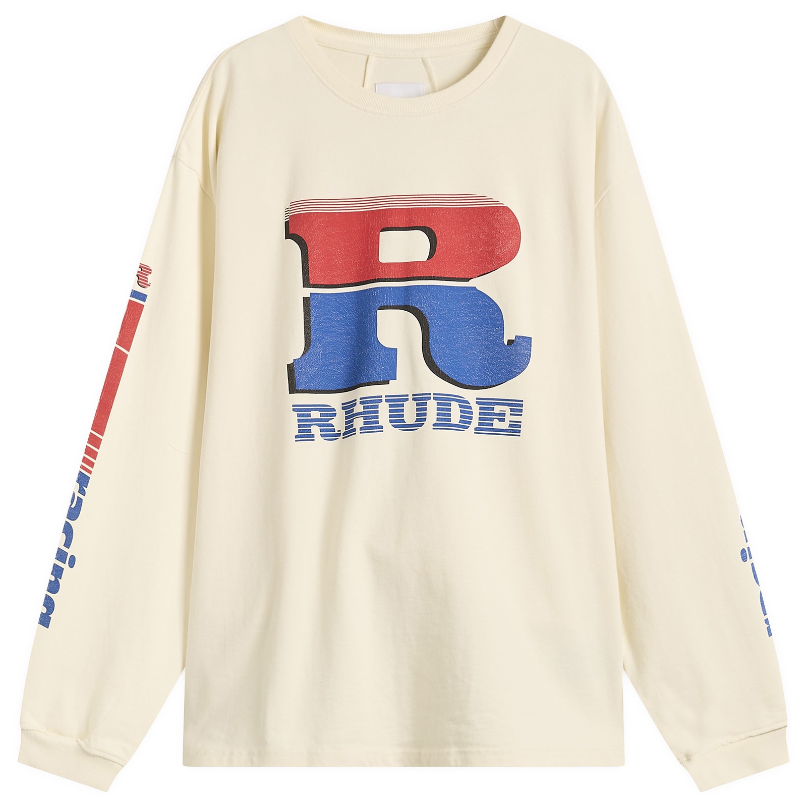 Men's Split Petrol Logo Long Sleeve T-Shirt Vintage White/ Red/ Blue