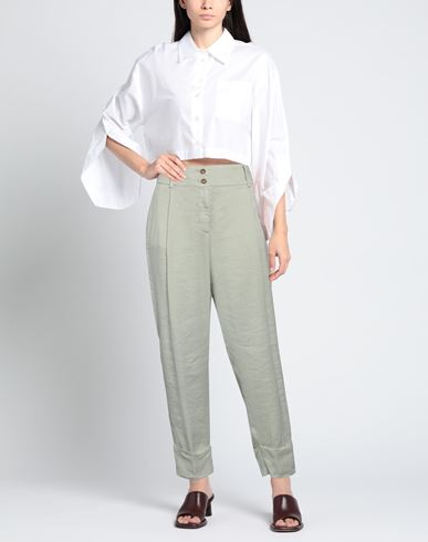Mason's Woman Pants Light green Size 6 Linen, Viscose, Elastane