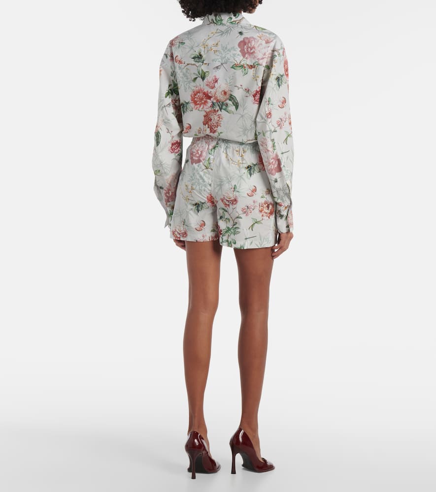Floral cotton poplin shorts