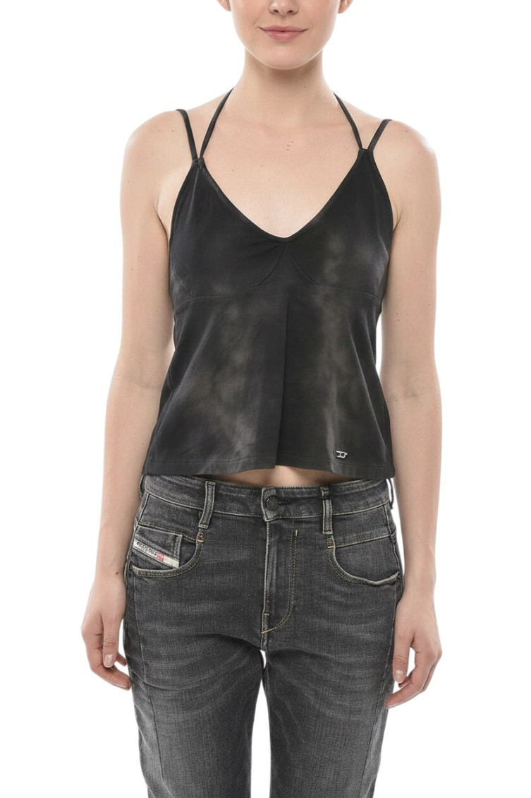 Black Ombre V Neck Top