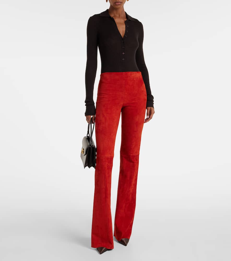 Gege high-rise suede flared pants