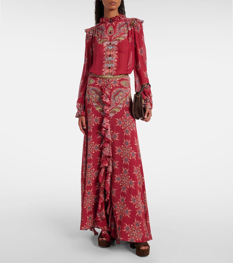 Printed crepon blouse