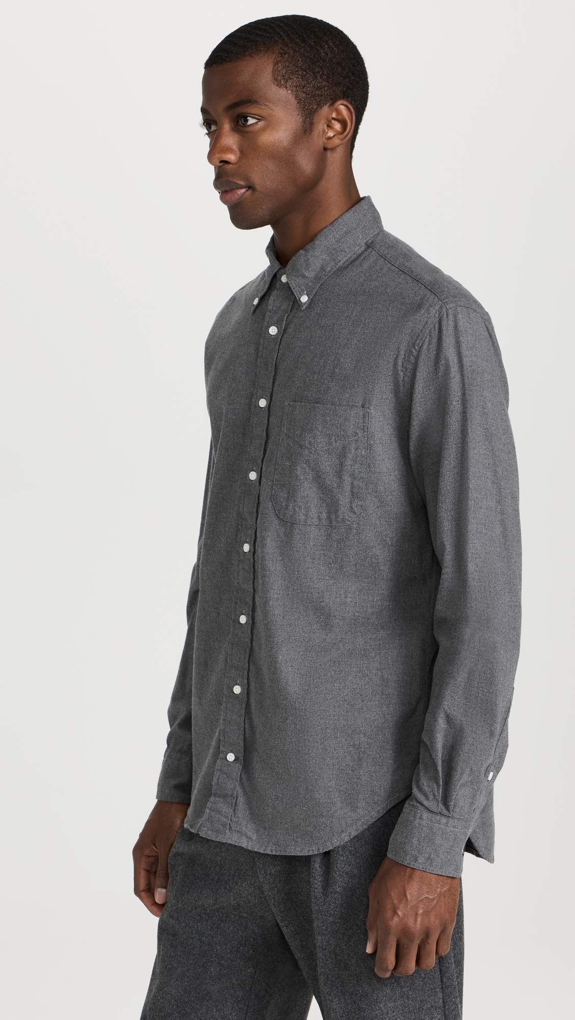 Classic Cotton Flannel Shirt Grey