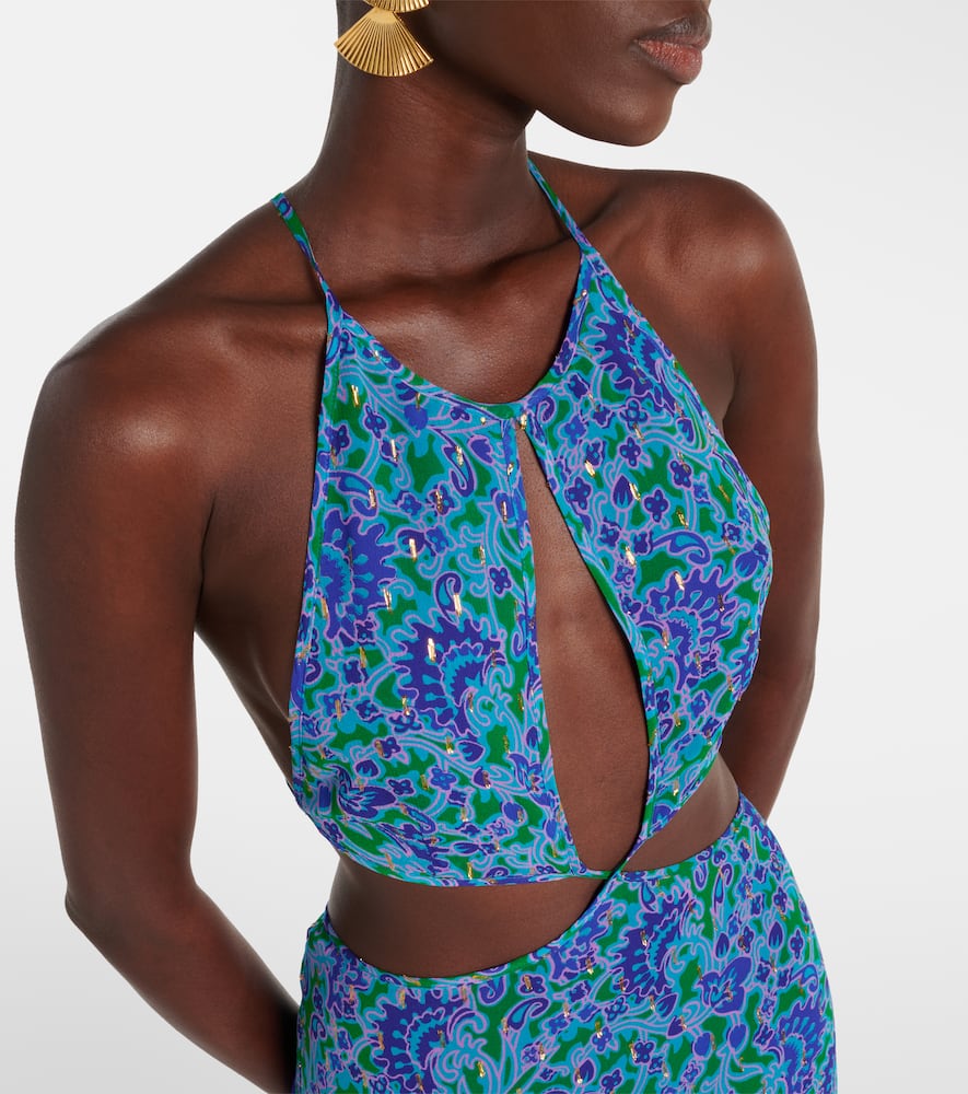 Rixo Lenny printed cutout maxi dress