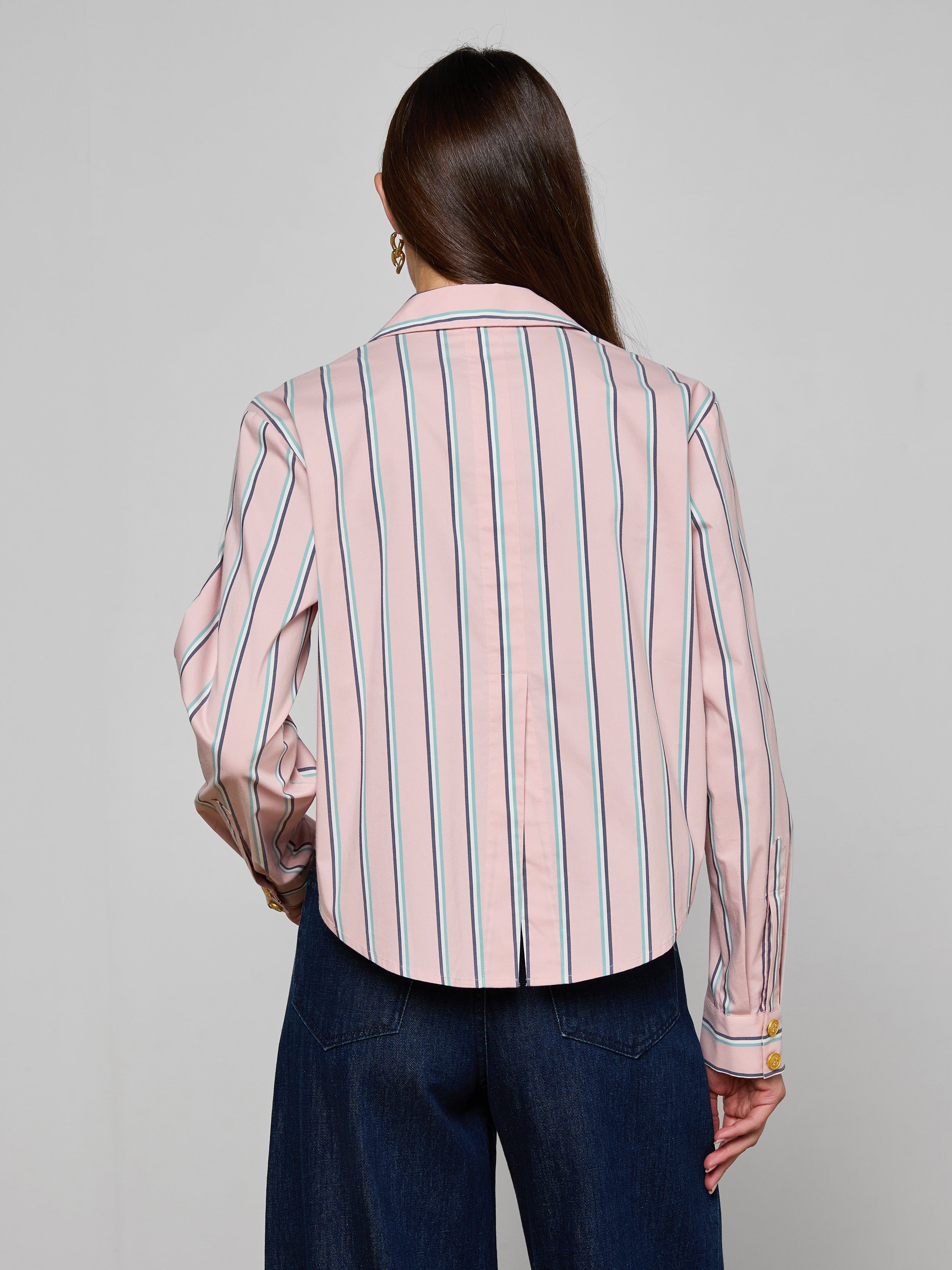 Cosette Shirt In Pale Rose Stripe