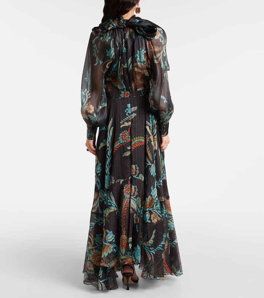 Printed silk satin maxi skirt
