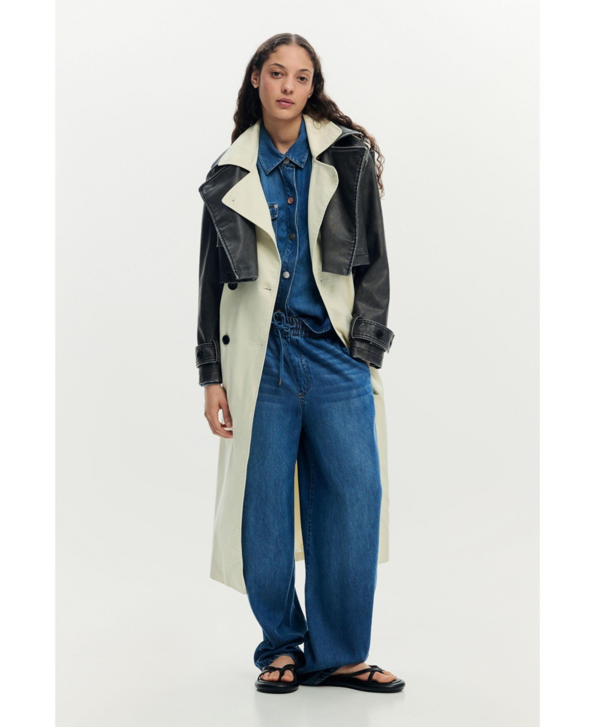 Women's Detachable trench coat combined - Off white