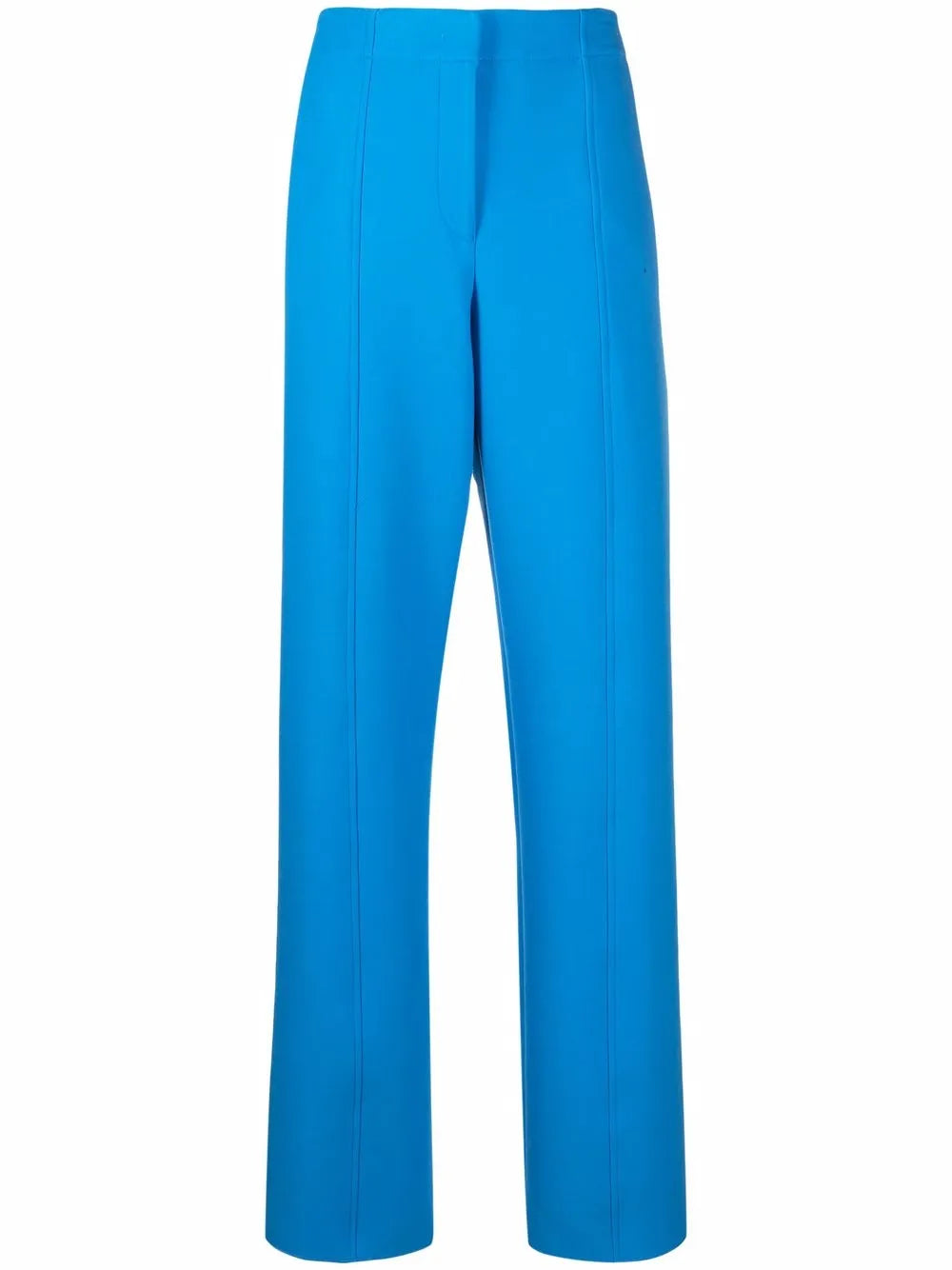 High-Waisted Straight-Leg Trousers — Blue