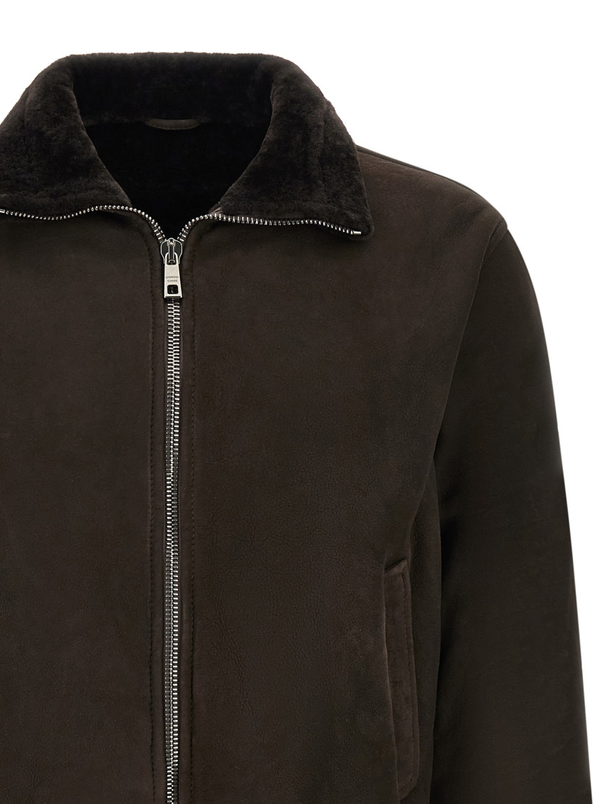 Brown Solid Shirt Collar Jacket