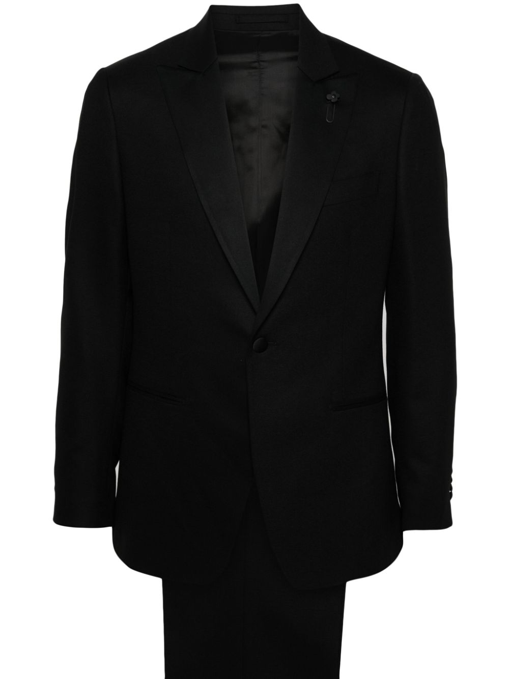 Single-breasted crepe suit - Black
