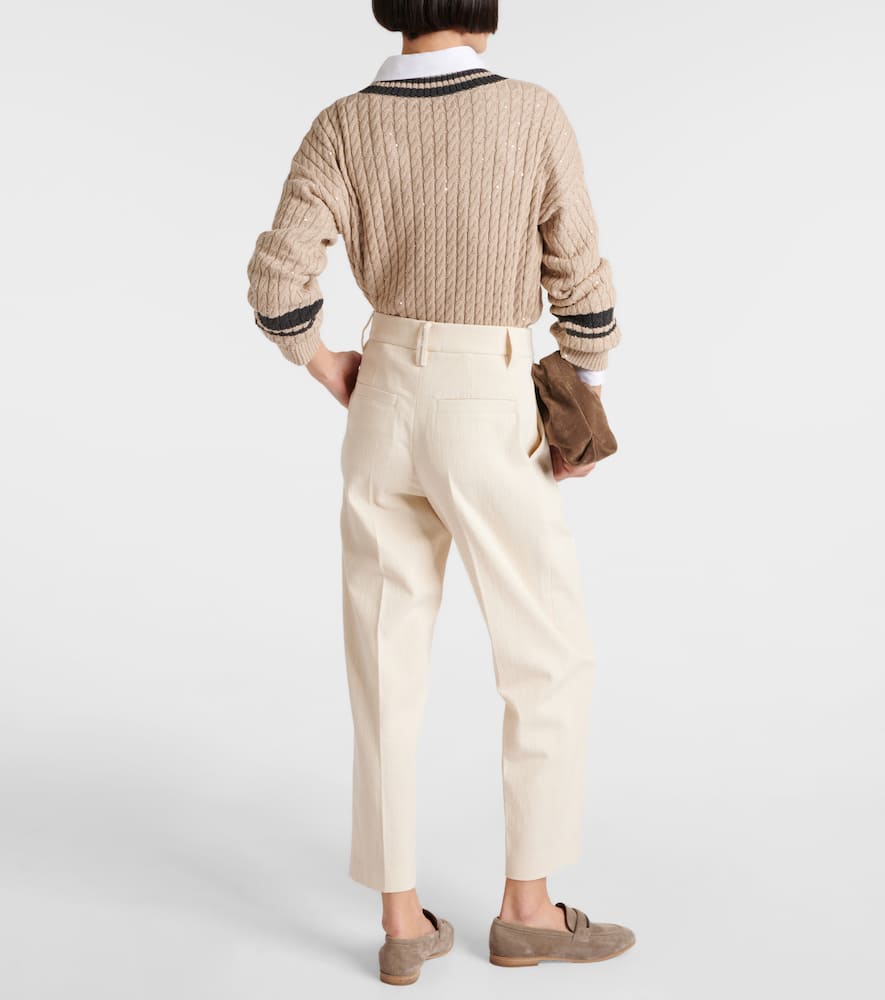 Gabardine high-rise straight pants