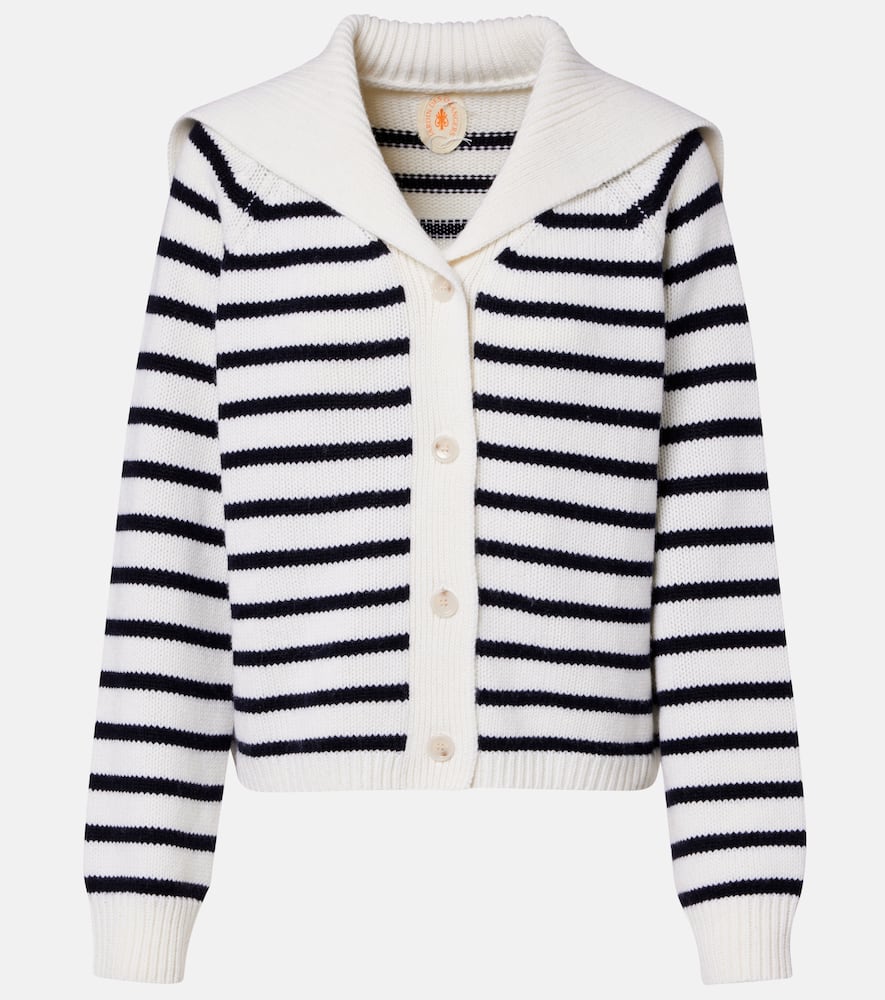 Striped wool and cashmere cardigan