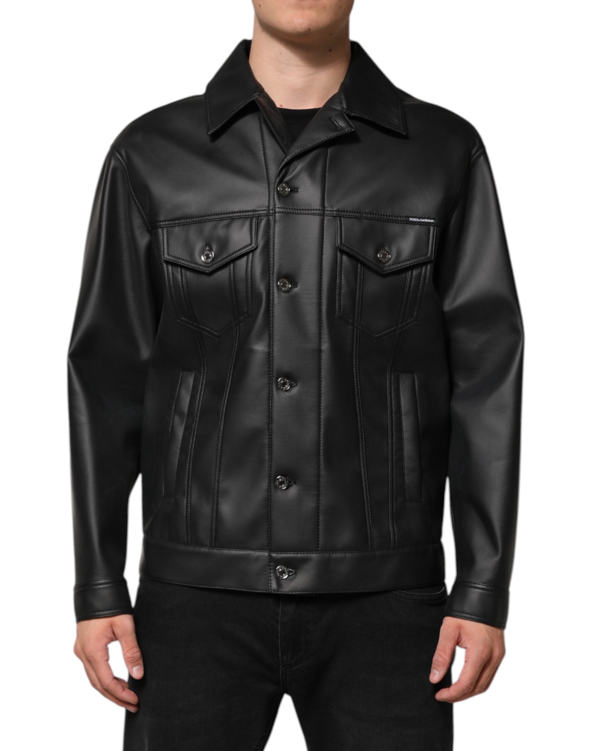 Leather Biker Jacket — Black
